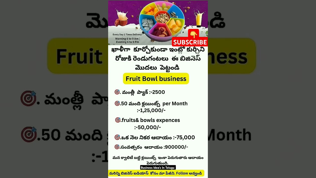 Business Startups Idea || Fruit Bowl Business || Business Ideas In Telugu 