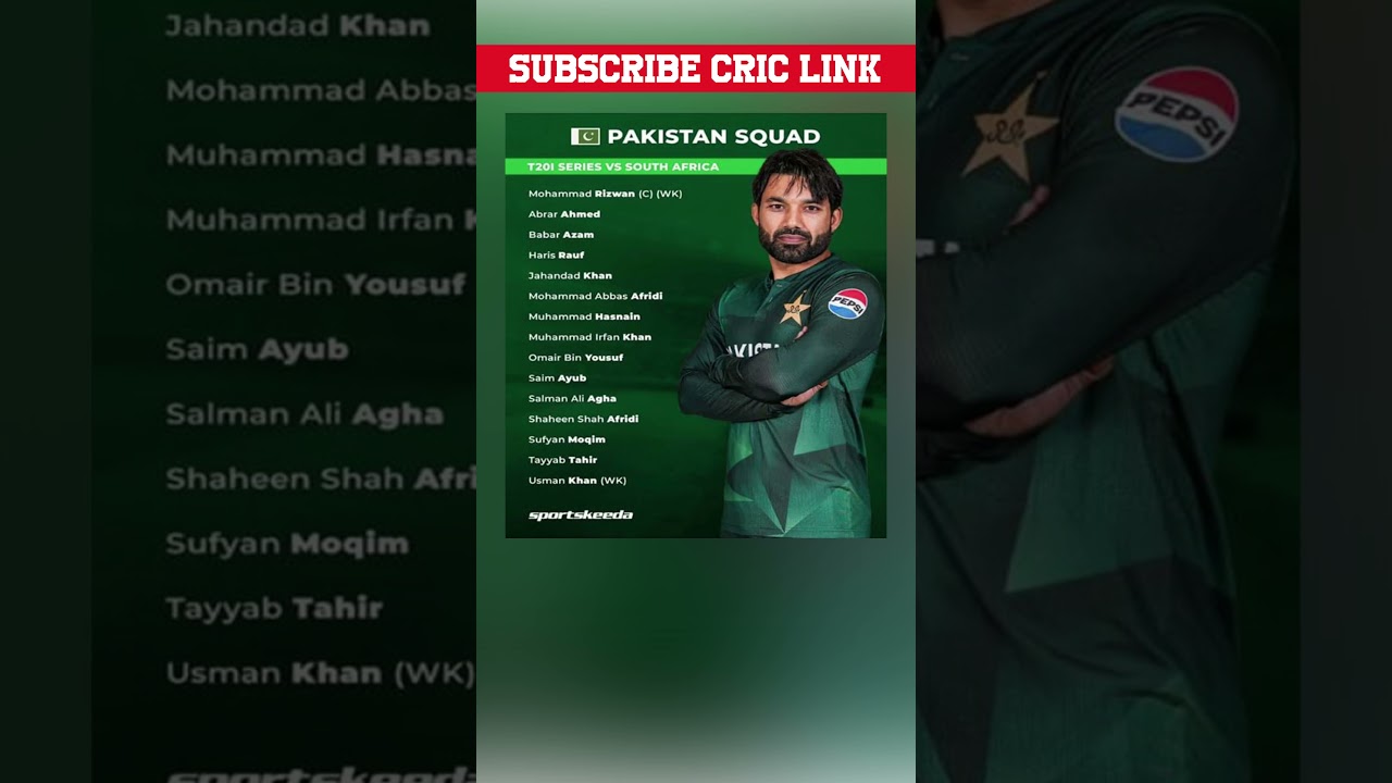 Pakistan Squad For T20I Series Against South Africa 2024 | criclink PAK v SA Babar Azam Fakhar Zaman