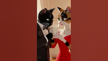 "Lovely 3D Cartoon Cat Couple on Sofa – Romantic Pixar Style Animation #cat #animals