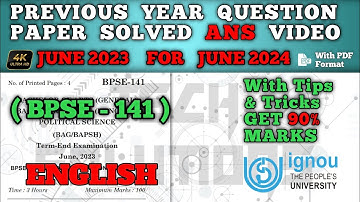 BPSE 141 SOLVED QUESTION PAPER JUN 2023 FOR JUN 2024 IN ENGLISH | BPSE 141 SAMPLE PAPER JUN 2024