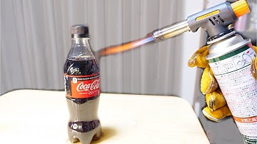 Experiment Coca Cola heated by gas torch