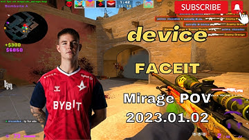 Astralis device Mirage POV @ FACEIT ranked 2023.01.02 - CSGO POV