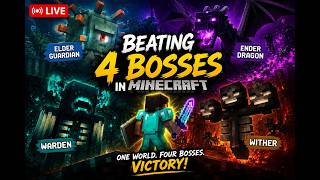 Beating minecraft four bosses with friends, BUt we share health and hunger,Can We Beat 