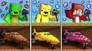 Mikey & JJ & Banana Kid: POOR vs OP Underground Plane Battle - Minecraft Maizen