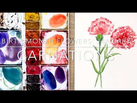 How To PAINT January's Birth Month Flower: The Carnation