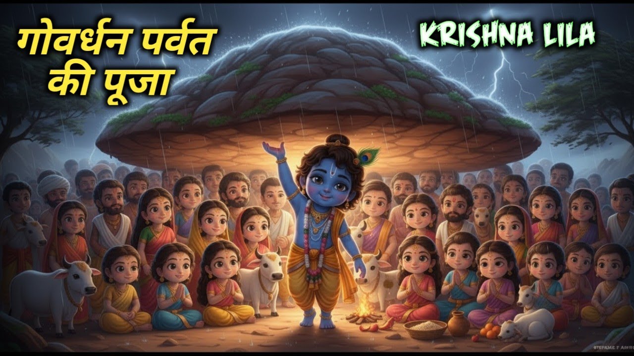 गोवर्धन लीला | श्रीकृष्ण ने कैसे तोड़ा इंद्र का अहंकार | Giridhari Krishna Katha