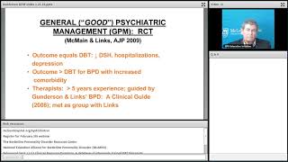 General Psychiatric Management (GPM) for the Treatment of Borderline Personality Disorder