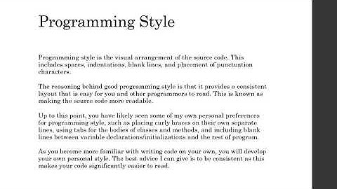 Comments and Programming Style