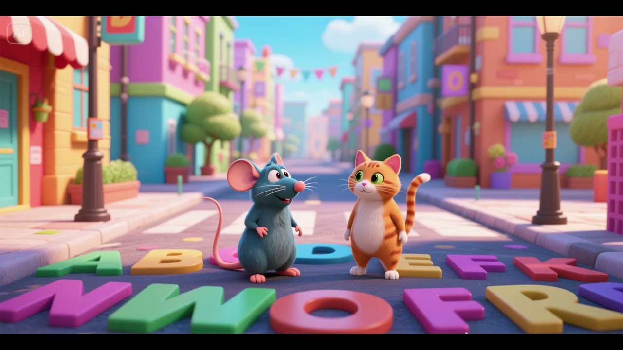 🐭🐱 Mouse and Cat on Alphabet Street | Nursery Rhymes & Kids Songs