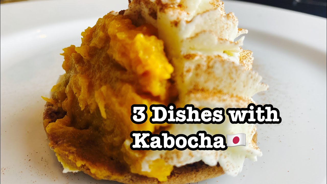 3 Dishes with Kabocha: Kabocha mont blanc, Kabocha miso soup, and Kabocha soup