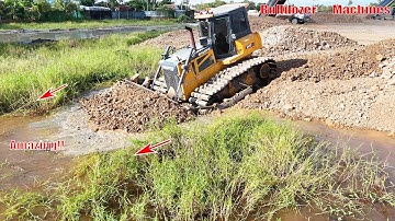 Nicely Job!! Technique Skill Dozer Shantui DH17C3 Perfectly Pushing Stone into Flood Block