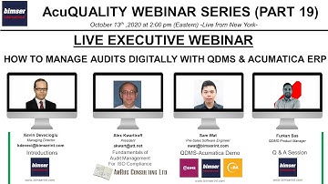 Acu-Quality Executive Webinar: How to manage audits digitally with QDMS & Acumatica ERP