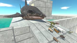 Run Fast or Fall — Animals vs Dinosaurs Jump into Helicoprion Pool