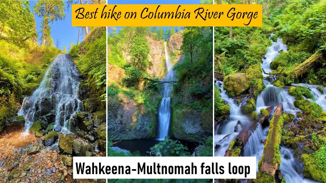 Hiking Wahkeena Multnomah fallls loop trail in Oregon