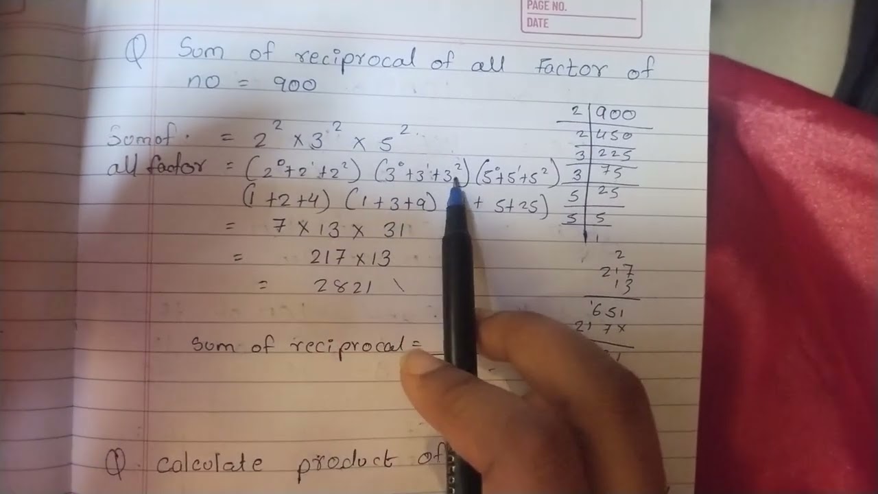 Reciprocal of all factors 