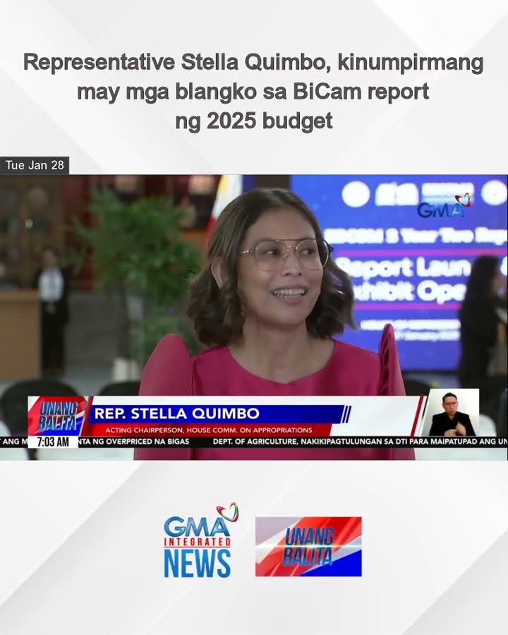 Representative Stella Quimbo, kinumpirmang may mga blangko sa BiCam report ng 2025... | Unang Balita