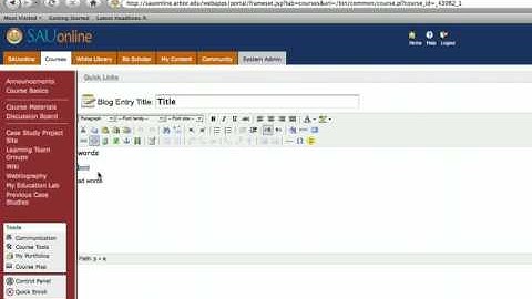 How to add a Hyperlink to a blog in blackboard