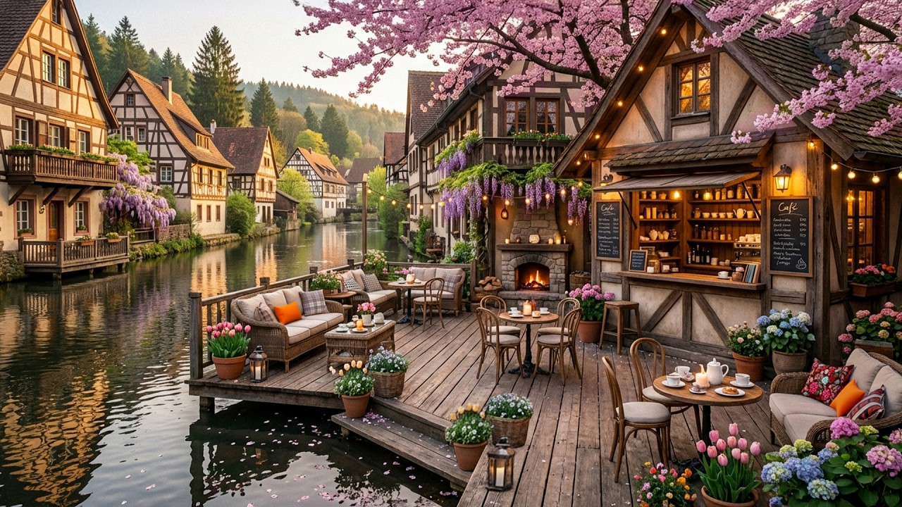 Positive Spring Morning Jazz🌺 Cozy Coffee Shop Ambience & Soft Jazz Instrumental Music to Work,Study