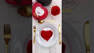 How to fold a love heart napkin ♥️ #valentinesday #napkinfolding #food