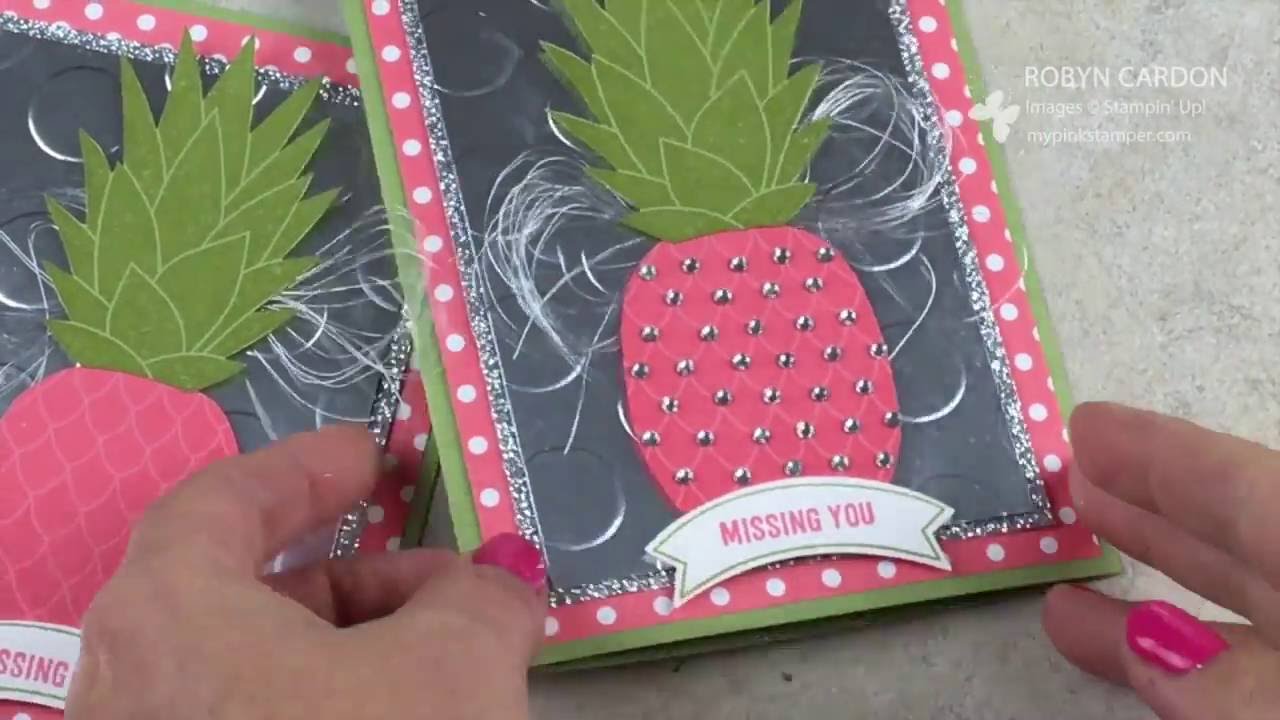 How to make Stampin' Up!'s Pineapple Stamp Set Flirty Flamingo Bling Card - Episode 502