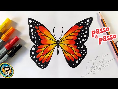 COMO DESENHAR UMA BORBOLETA  HOW TO DRAW A BUTTERFLY 