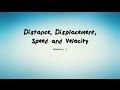Distance Vs Displacement Speed Vs Velocity In Kinematics