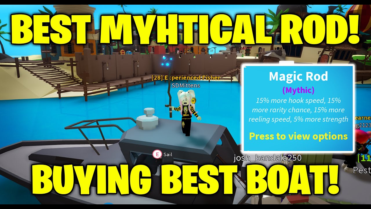 Buying The Best Boat Opening The Best Mythical Rod In Fishing - 30k visits fishing simulator roblox