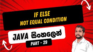 Part 29 ||  Java If Else || Not Equal too in Sinhala || Java in Sinhala