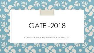 GATE 2018 Computer Science and Information Technology Important Topics