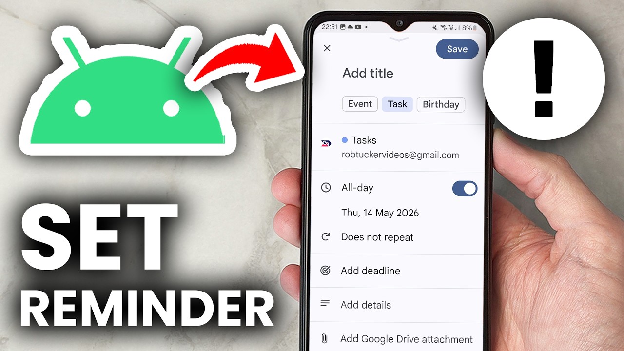 Android Reminder Ringing How To Set Reminder On Android Phone - Step By Step - YouTube