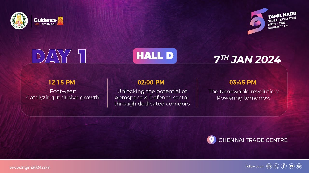 Tamil Nadu Global Investors Meet 2024 Day 01 Hall D YouTube