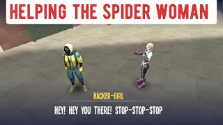 defeating the cat and helping the spider woman in #spider fighter 3.