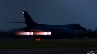 B-1B USAF twilight full afterburner departure RAF Fairford 07jun2023