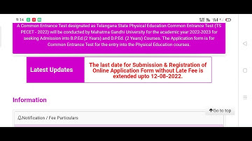 TS PECET 2022 IIB P ed D.P ed courses  online registration last date Extention till 12th august