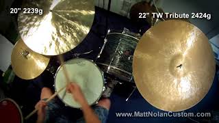 Two Ride Cymbals By Matt Nolan Custom - 20 2239G And 22 2424G Tw Tribute