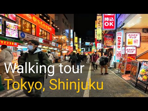 Tokyo Shinjuku night walking tour - 4K