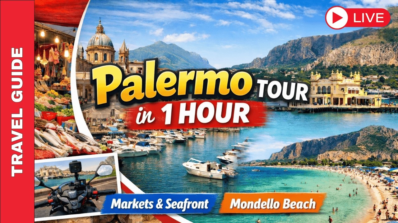 Palermo 4K in 1 Hour: Markets, Seafront & Mondello (Motorbike + Palermo Walking Tour)