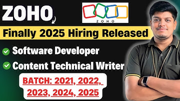 🔥ZOHO Finally 2025 Hiring Announced | Off Campus Drive For 2025, 2024, 2023, 2022, 2021