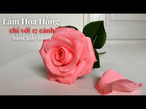 Diy Paper Flower | Làm Hoa Hồng 17 cánh bằng giấy nhún| Giáng Sinh Handmade | Foci