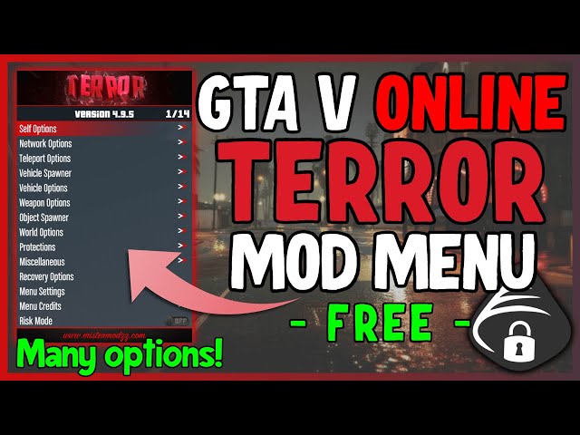 GTA 5 Online PC, TERROR 3.4 MOD MENU 1.52 - 1.53