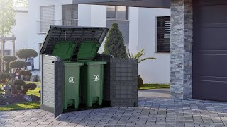 Cosmoplast Cedargrain Small Shed 1200 Liters w/ Flat & Arc Lids