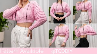 How to Crochet: V Neck Batwing Jumper | Pattern & Tutorial DIY