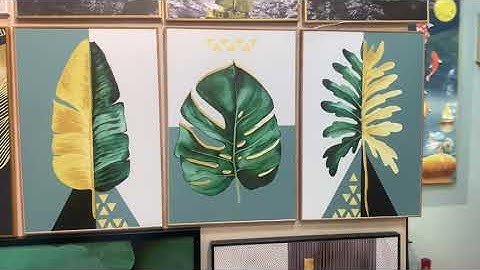 Tranh lá cây nhiệt đới vàng xanh in canvas BRO5265