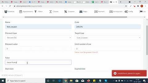 How does the admin creates coupon codes from the backend?
