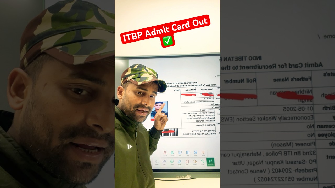 ITBP Admit Card Out 2024 ✅