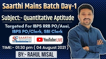 Saarthi Mains Batch Quant Day 1 By Rahul Misal