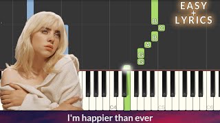 Download Lagu Billie Eilish - Happier Than Ever EASY Piano Tutorial + Lyrics MP3
