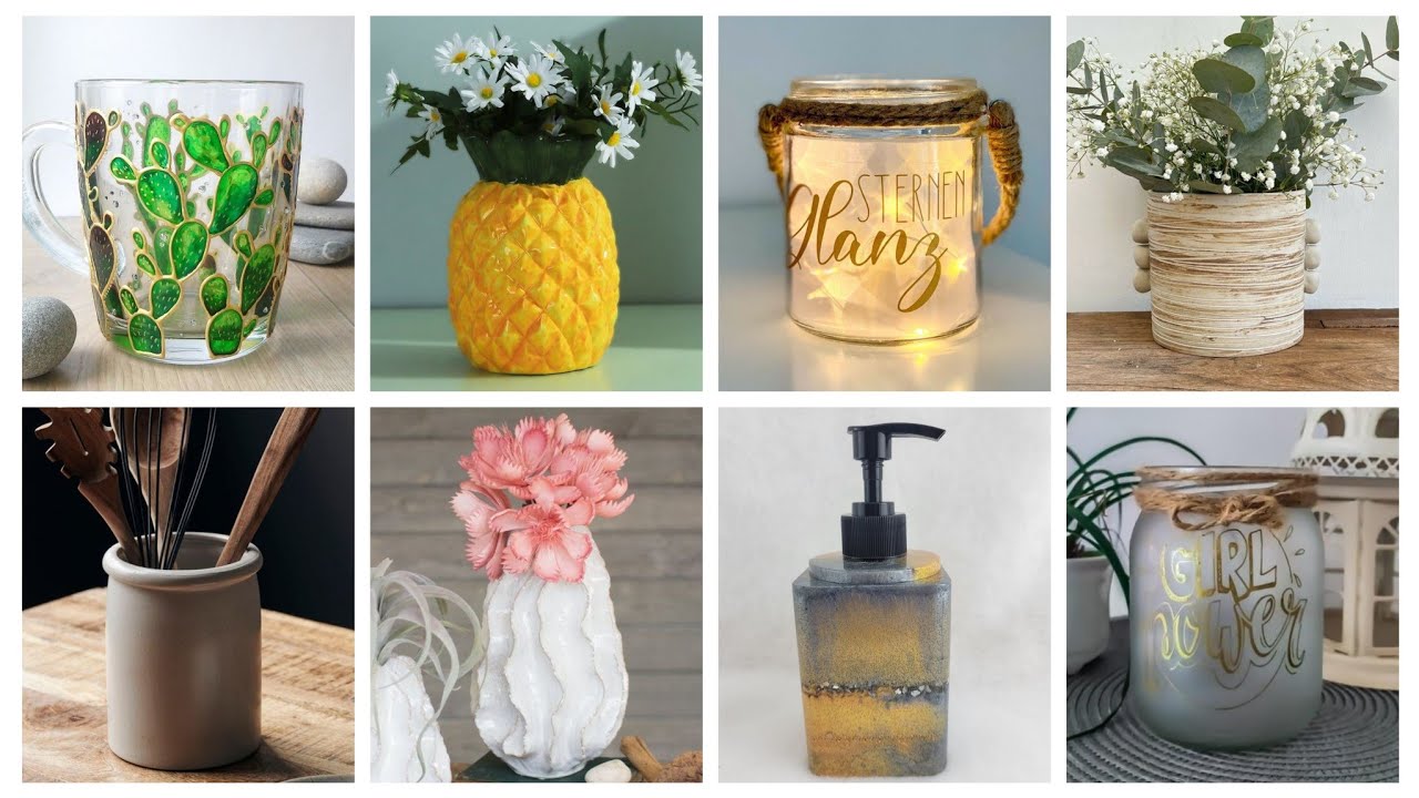 أفكار 💡 اصنعي اجمل الديكورات لبيتك ببرطمانات بأقل تكلفة اصنعيها بنفسك #diy #craft #ideas #deco