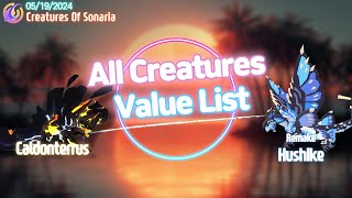 VALUE LIST [소나리아 가치표] 05/19/2024 May // Creatures Of Sonaria
