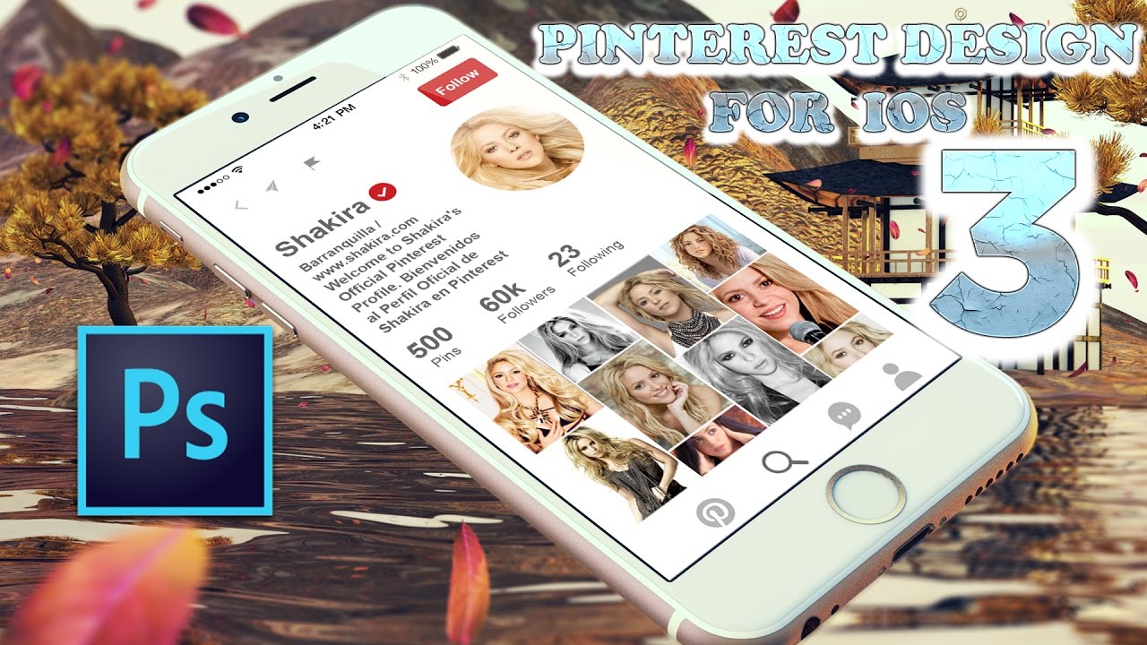 How to Design Pinterest App UI/UX  for iOS: Part 3 | Photoshop Tutorials